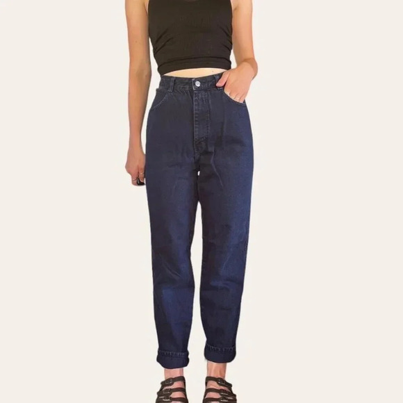 Vintage dark indigo blue mom jeans Gloria Vanderbilt 29/30/31 - Picture 5 of 8